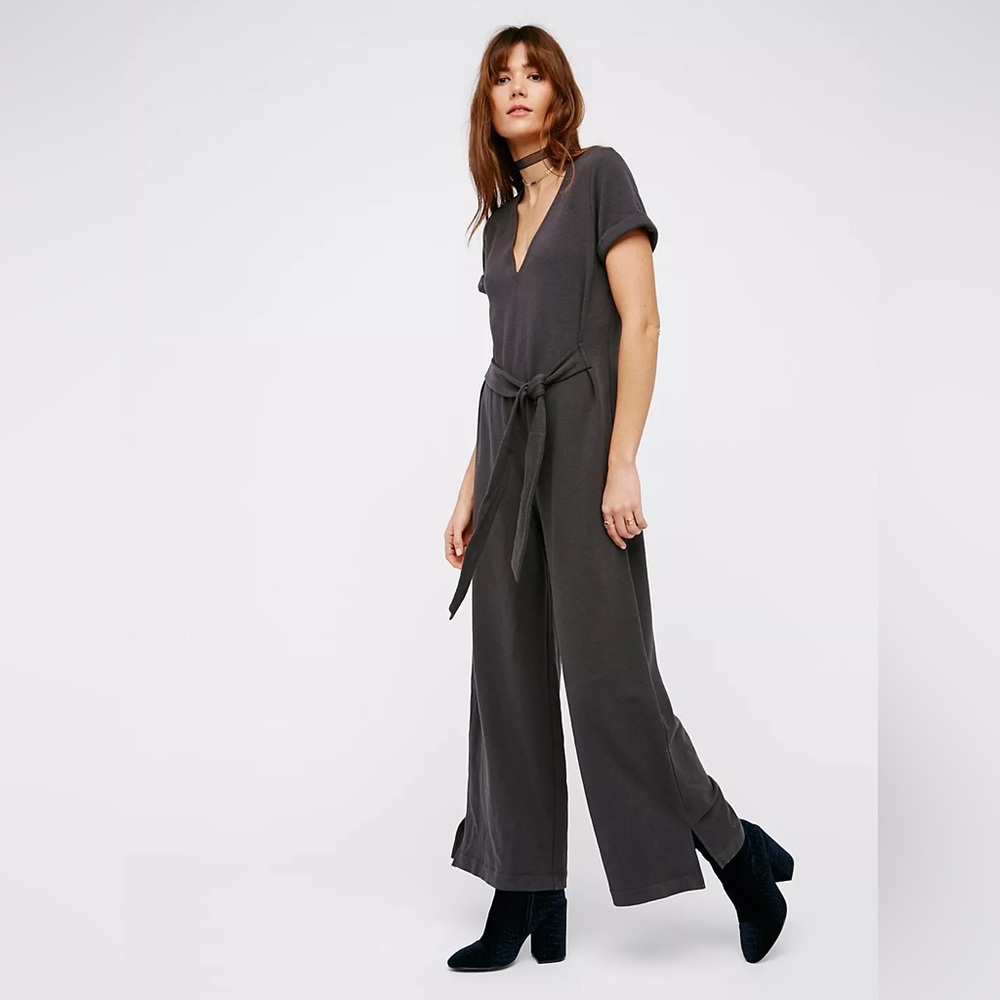 Free People Head In The Clouds Jumpsuit Gray